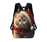 sinyumoney Santa Dressed Cat School Backpack Water Resistant Travel Backpack Computer Bag for Girls Boys Teenage 17inch