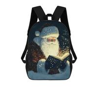 sinyumoney Santa Reading Magic Book Christmas Backpack School Bag Large Water Resistant Laptop Backpack for School/Work/Travel 17inch