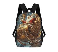 sinyumoney Santas Golden Sleigh 3D Printed 17inch School Bag Children's School Backpack Travel Backpacks Casual Fashion Bag for Kids School Students