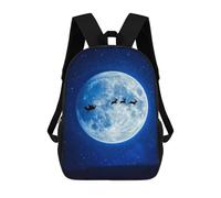 sinyumoney Santas Sleigh on Christmas Eve Kids School Backpack School Bag 3D Printed School Bag for Boys Elementary And Middle School Students 17inch