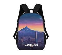 sinyumoney Santiago, Chile Cityscape at Night Kids Backpack, Kids School Bag 3D Printed School Backpacks for Boys And Teenager School Students 17inch