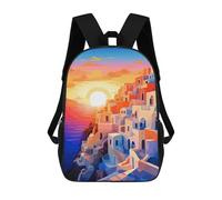 sinyumoney Santorini Sunset Travel Backpack School Lightweight Schoolbag Dayback Bookbag College for Men, Women & Teenage Boys 17inch