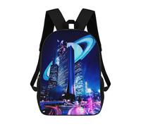 sinyumoney Saturn Ring Cityscape School Backpack Daypacks Business Backpack Water Resistant Bookbag for School/Work/Travel 17inch