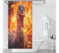 sinyumoney Savage Angry Goose Fire Shower Curtains Mould Proof Thicken Durable Polyester Modern Polyester Water Repellent for Kids Women Men 35.43x70.87Inch（90x180cm）