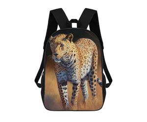 sinyumoney Savanna Leopard Oil Paint 3D Printed Children's School Backpack for Kids High Capacity Travel Rucksacks Book Bags Kids School Bag Back Pack 17inch