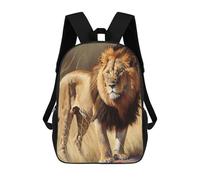 sinyumoney Savanna Lion Oil Paint Rucksacks 3D Printed Children Backpacks Fashion Casual Daypack Cute Travel Bags Outdoor Casual Daypack for Boy And Girl 17inch