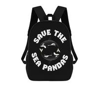 sinyumoney Save The Sea Pandas Orcas School Backpack Computer Rucksack for School/Work/Travel for Girl, Teen Girls 17inch
