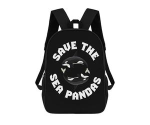 sinyumoney Save The Sea Pandas Orcas School Backpack Computer Rucksack for School/Work/Travel for Girl, Teen Girls 17inch