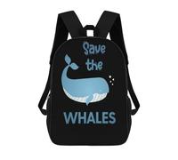 sinyumoney Save The Whales Children School Backpack Business Laptop Rucksack Bag Unisex Casual Daypack for Boys/Girls/Teenagers 17inch