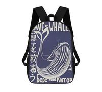 sinyumoney Save The Whales Nautical Children's Backpacks School Backpack 3D Printed Backpack for Kids Travel Rucksacks Book Bags Kids School Bag 17inch
