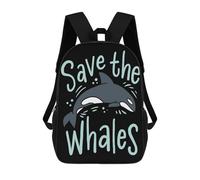sinyumoney Save The Whales Orca Kille Backpack School Water Resistant Travel Backpack Computer Bag for School/Work/Travel 17inch