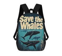 sinyumoney Save The Whales School Backpack Computer Rucksack for School/Work/Travel for Girl, Teen Girls 17inch