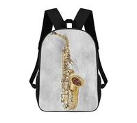 sinyumoney Saxophone 3 17 Inch School Bag Backpack Teen Schoolbag 3D Printing Adjustable Schoolbag Fashion Pocket Bag for Kids Boys Girls Students