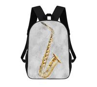 sinyumoney Saxophone Kids Backpack 17 Inch School Bag 3D Printed Cartoon School Backpacks for Boys And Teenager School Students