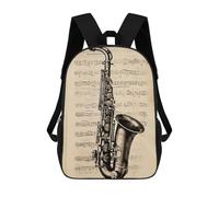 sinyumoney Saxophone Sheet Music Backpacks Kids School Backpack School Bag 3D Printed School Bag for Boys Elementary And Middle School Students 17inch