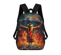 sinyumoney Scarecrow in Fiery Field Kids Backpack,School Backpack Kids School Bag 3D Printed Cartoon Large Capacity Backpack for Kids Boys And Girls 17inch