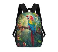 sinyumoney Scarlet Macaw in Jungle Backpack School Secondary Causal Travel High School Bags for Boys/Girls/Teenagers 17inch