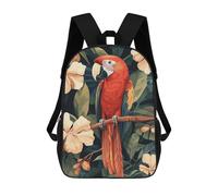 sinyumoney Scarlet Macaw in Tropical Floral Setting School Backpack for Girls Backpack Water Repellent Casual Daypack Lightweight Rucksack Boy Girl School Backpack 17inch