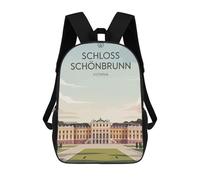 sinyumoney Schloss Schönbrunn Vienna Kids Backpack,School Backpack Kids School Bag 3D Printed Cartoon Large Capacity Backpack for Kids Boys And Girls 17inch