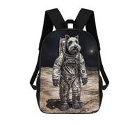 sinyumoney Schnauzer Astronaut Mars Backpack School High Secondary School Bags Casual Backpack for Camping Outdoor Adventures And Daily Travel 17inch