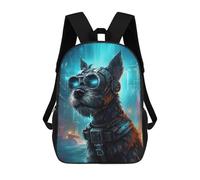 sinyumoney Schnauzer Cyberpunk Backpack Schoolbags for Boys Girls Casual Sport Daypack Elementary Primary Large Capacity Bookbags 17inch