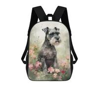 sinyumoney Schnauzer Dog Watercolor Backpack School Fashion Stationery Backpack Waterproof Casual Daypacks for Campus Outdoor Travel Sports 17inch