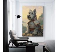 sinyumoney Schnauzer The Samurai Wall Canvas for Living Room for Living Room Bedroom Kitchen Hallway Stairs Artwork 16x24inch(40x60cm)