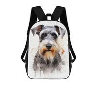 sinyumoney Schnauzer Watercolor Dog Backpack 3D Printed Children's School Backpack Kids Travel Backpacks High Capacity Book Bags Children's Backpack Rucksack 17inch