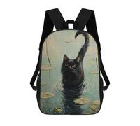 sinyumoney School Backpack Black Cat in The Pond Bookbag For Boys Girls School Bag College Business Travel Bag Work Bag 17inch