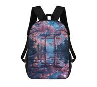 sinyumoney School Backpack Cherry Blossom Torii Gate Bookbag For Boys Girls School Bag College Business Travel Bag Work Bag 17inch