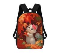 sinyumoney School Backpack Cute White Kitten with Squirrel Friend Bookbag for Boys Girls Chool Bag College Business Travel Bag Work Bag 17inch