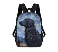 sinyumoney School Backpack FlatCoated Retriever Night Bookbag For Boys Girls School Bag College Business Travel Bag Work Bag 17inch