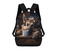 sinyumoney School Backpack German Shepherd Dog Coffee Bookbag for Boys Girls Chool Bag College Business Travel Bag Work Bag 17inch