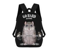 sinyumoney School Backpack Grey Hamster Weightlifting Bookbag For Boys Girls School Bag College Business Travel Bag Work Bag 17inch