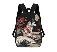 sinyumoney School Backpack Kitsune Japanese Fox Bookbag For Boys Girls School Bag College Business Travel Bag Work Bag 17inch