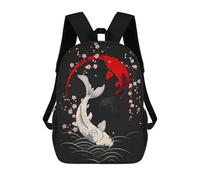 sinyumoney School Backpack Koi Fish And Cherry Blosso Bookbag For Boys Girls School Bag College Business Travel Bag Work Bag 17inch