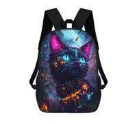 sinyumoney School Backpack Neon Cat in Forest Bookbag for Boys Girls Chool Bag College Business Travel Bag Work Bag 17inch