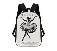sinyumoney School of Ballet Poster Backpack School Daypacks Business Backpack Water Resistant Bookbag for Men, Women & Teenage Boys 17inch