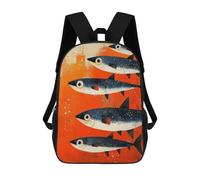 sinyumoney School of Fish on Orange Background Children's School Backpack 3D Printed for Kids Travel Rucksacks Book Bags for Boys Elementary School Students 17inch