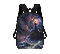 sinyumoney School Student Backpack A Lighthouse in A Storm V4 Children's School Backpack 3D Printed Fashion Travel Rucksacks Boy School Bag 17inch