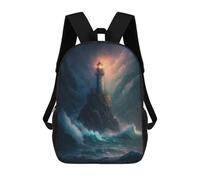 sinyumoney School Student Backpack A Lighthouse in A Storm V6 Children's School Backpack 3D Printed Fashion Travel Rucksacks Boy School Bag 17inch
