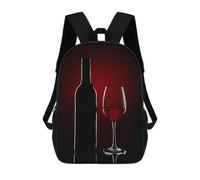 sinyumoney School Student Backpack A Wine Bottle And Glass Children's School Backpack 3D Printed Fashion Travel Rucksacks Boy School Bag 17inch