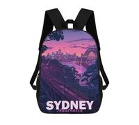 sinyumoney School Student Backpack Aesthetic Sydney City Children's School Backpack 3D Printed Fashion Travel Rucksacks Boy School Bag 17inch