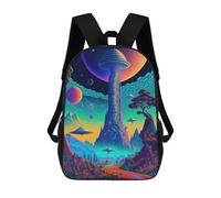 sinyumoney School Student Backpack Alien Mushroom Landscape Children's School Backpack 3D Printed Fashion Travel Rucksacks Boy School Bag 17inch