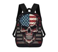 sinyumoney School Student Backpack American Flag Skull Artwork-2 Children's School Backpack 3D Printed Fashion Travel Rucksacks Boy School Bag 17inch
