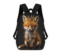 sinyumoney School Student Backpack Animal Fox Cute King Children's School Backpack 3D Printed Fashion Travel Rucksacks Boy School Bag 17inch