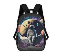 sinyumoney School Student Backpack Astronaut on The Moon Children's School Backpack 3D Printed Fashion Travel Rucksacks Boy School Bag 17inch