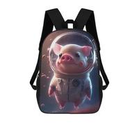 sinyumoney School Student Backpack Astronaut Space Pig Children's School Backpack 3D Printed Fashion Travel Rucksacks Boy School Bag 17inch