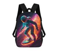 sinyumoney School Student Backpack Astronaut Surfing Galaxy Children's School Backpack 3D Printed Fashion Travel Rucksacks Boy School Bag 17inch