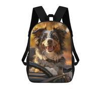 sinyumoney School Student Backpack Australian Shepherd Car Children's School Backpack 3D Printed Fashion Travel Rucksacks Boy School Bag 17inch